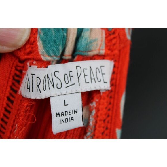 PATRONS OF PEACE RED & BLUE FLORAL MAXI SUN DRESS SIZE LARGE RAYON - Picture 10 of 10